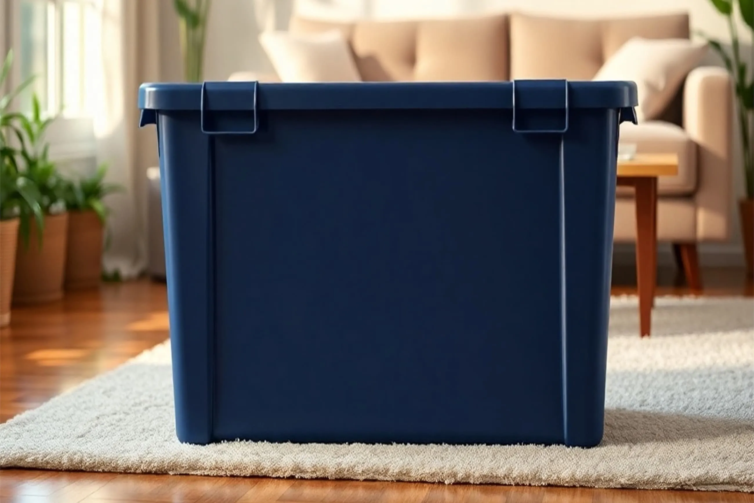 Stackable plastic moving totes.